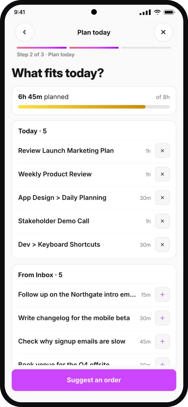 Plan today flow on Android