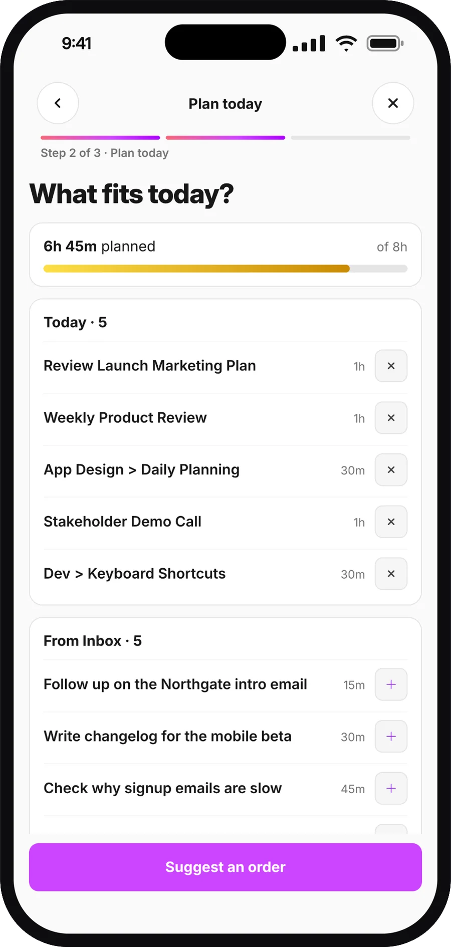 Plan today on iPhone