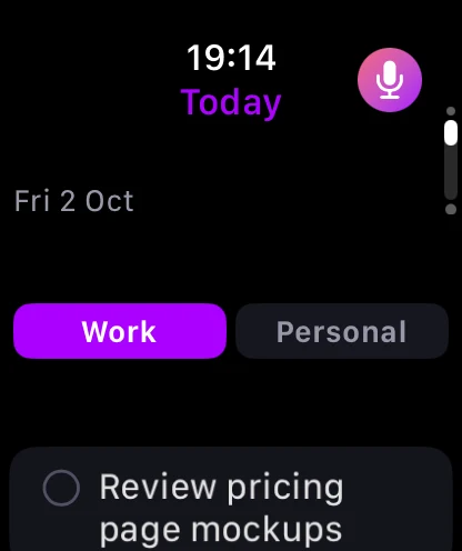 Apple Watch Today list