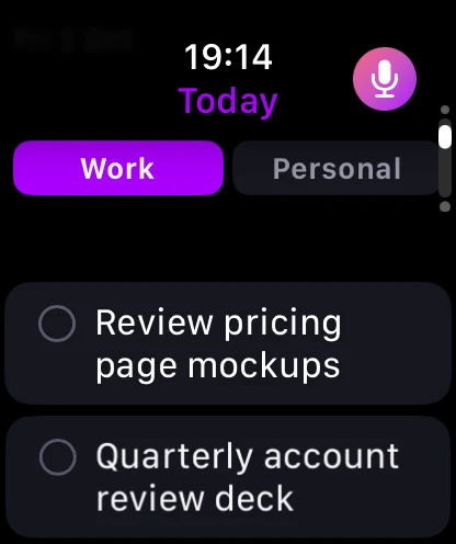 Apple Watch Work and Personal toggle