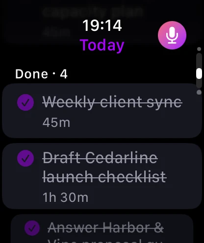 Apple Watch Done list